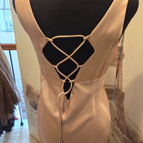 Rampage Satin like Gold Long Dress Size 7 - Picture 4 of 4